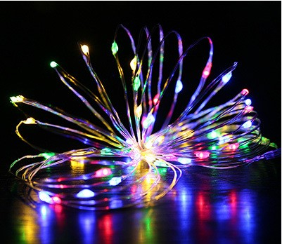Instalatie LED multicolor 2 m, 20 LED-uri, fir cupru flexibil, alimentare cu baterii [5]