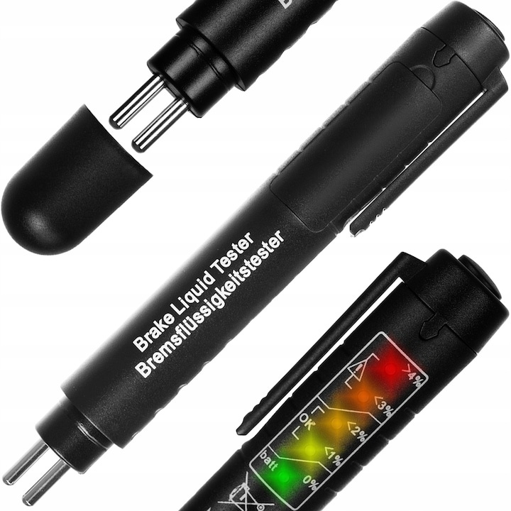 Instrument de testare a lichidului de frana, indicator LED, 15 x 2.5 cm, negru – verificare rapida si precisa a calitatii lichidului de frana [4]