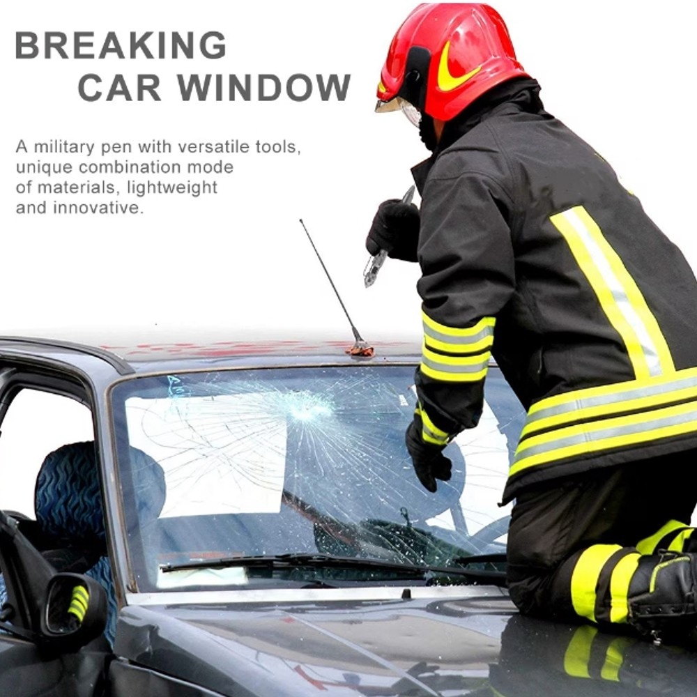 Instrument multifunctional tip pix metalic pentru urgente, spargator geam auto, rezistent, 15.8 x 1.38 cm, negru [3]