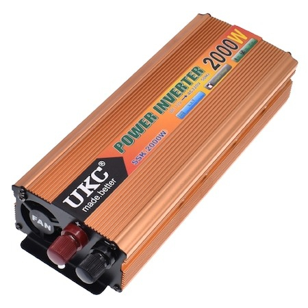 Invertor auto UKC 2000W, 12V-220V cu 2 cabluri incluse