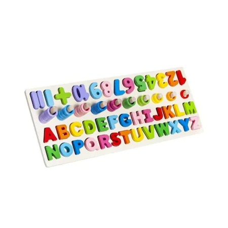 Joc alfabetic pentru copii, din lemn 3 in 1, logaritmic cu litere si cifre - Multicolor [5]