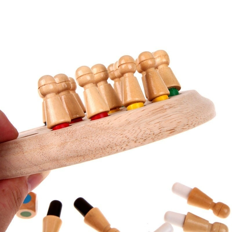 Joc de memorie Montessori din lemn, multicolor, tabla rotunda 17 cm, 24 pioni si zar colorat, joc educativ pentru dezvoltarea atentiei si memoriei, 4 ani+ [7]