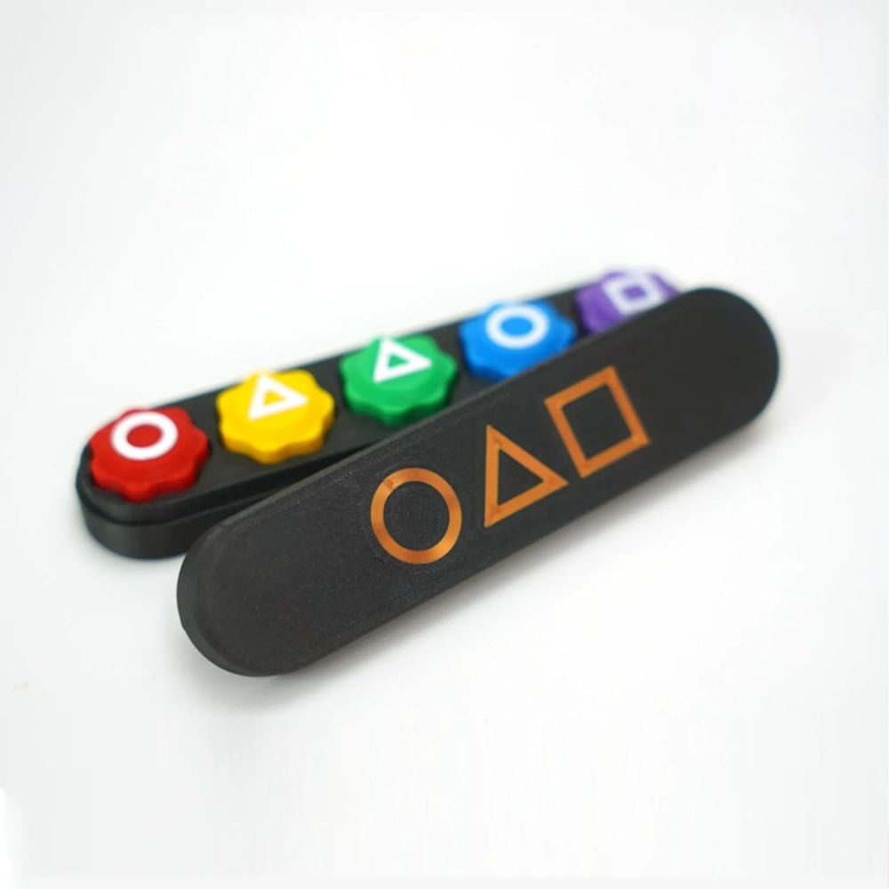 Joc de societate multicolor 10 x 2,3 x 1,7 cm, tip Gonggi coreean, 5 piese cu simboluri si cutie [3]