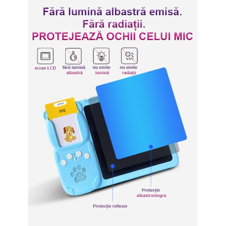 Joc educativ cu tableta de 8.5 inch pentru copii 3-7 ani, invatare engleza, asociere 224 cuvinte cu imagini - Albastru [6]