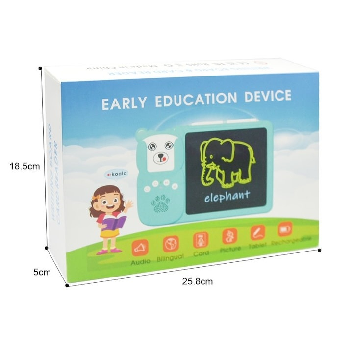 Joc educativ cu tableta de 8.5 inch pentru copii 3-7 ani, invatare engleza, asociere 224 cuvinte cu imagini - Albastru [10]