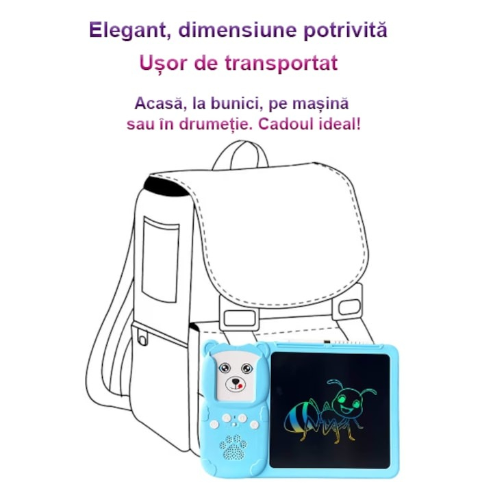 Joc educativ cu tableta de 8.5 inch pentru copii 3-7 ani, invatare engleza, asociere 224 cuvinte cu imagini - Albastru [5]