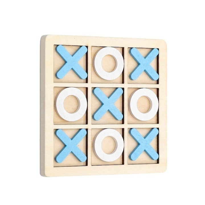 Joc educativ din lemn X si 0 + 100 betisoare colorate, set invatare numarare copii, dezvoltare logica si coordonare [3]