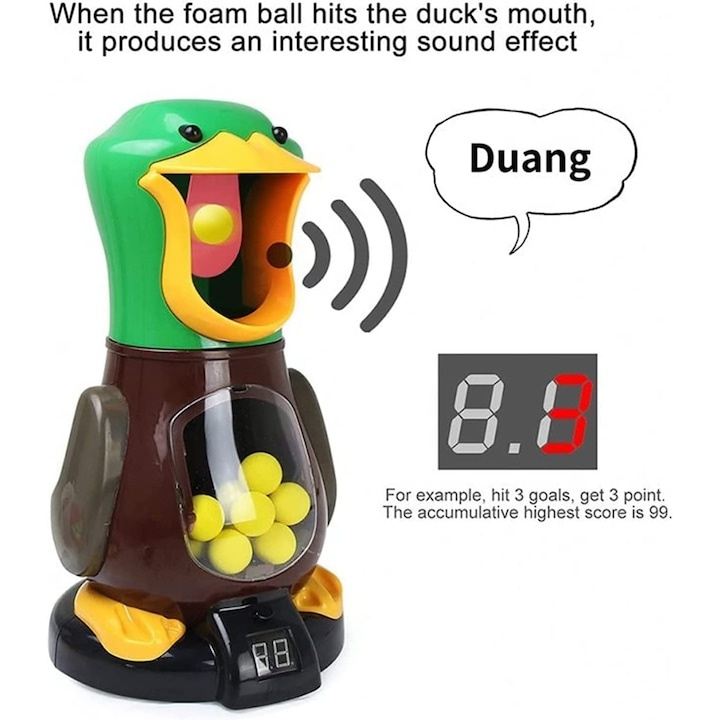 Joc interactiv de tras la tinta pentru copii, ratoi XXL cu ecran LED pentru scor, 1 pusca si 10 bile din spuma, functionare cu aer, dezvoltarea coordonarii si competitiei, multicolor [12]