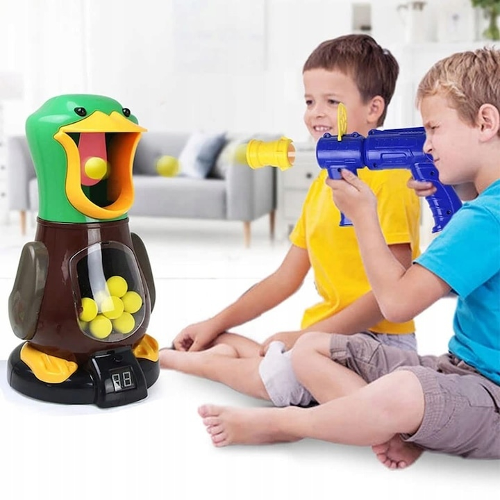 Joc interactiv de tras la tinta pentru copii, ratoi XXL cu ecran LED pentru scor, 1 pusca si 10 bile din spuma, functionare cu aer, dezvoltarea coordonarii si competitiei, multicolor [3]