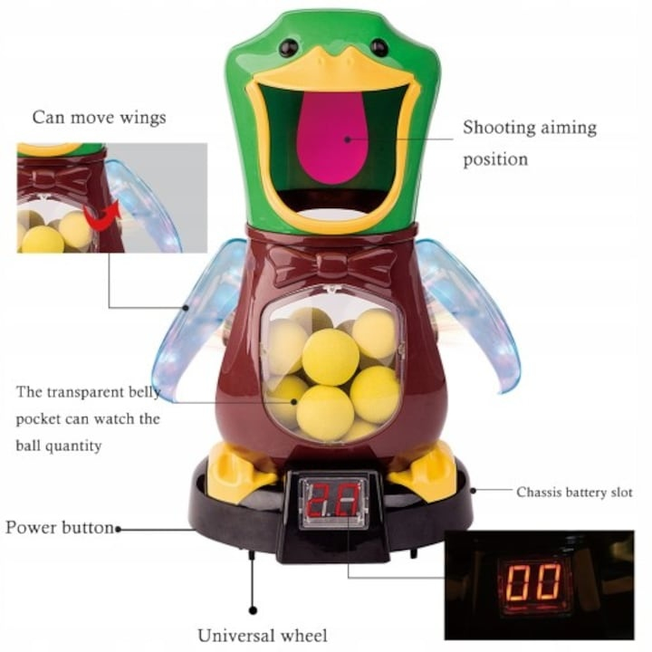 Joc interactiv de tras la tinta pentru copii, ratoi XXL cu ecran LED pentru scor, 1 pusca si 10 bile din spuma, functionare cu aer, dezvoltarea coordonarii si competitiei, multicolor [9]