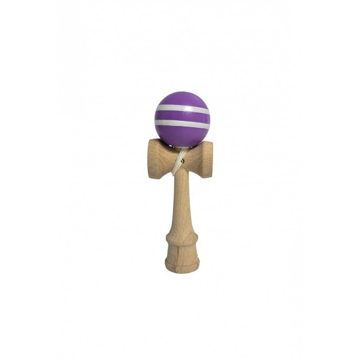 Joc mini Kendama multicolor 12 cm din lemn, bila cu snur [2]