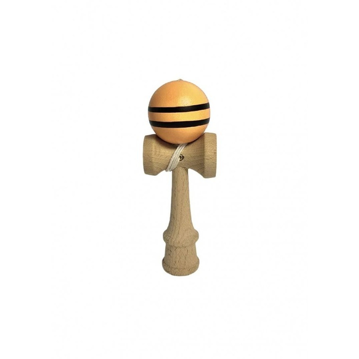 Joc mini Kendama multicolor 12 cm din lemn, bila cu snur [4]