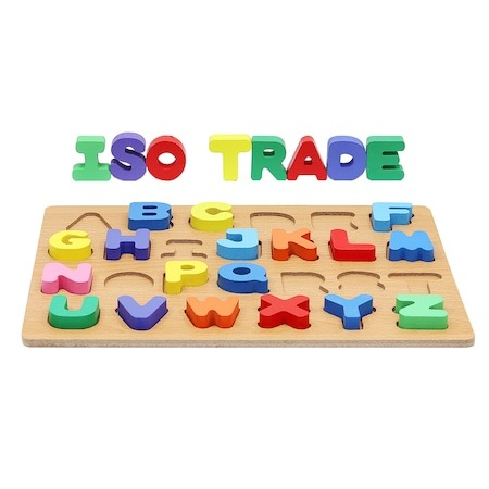 Joc puzzle alfabet din lemn pentru copii,26 litere multicolore [3]