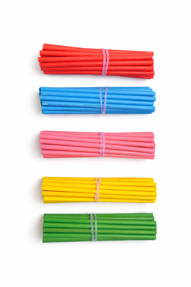 Joc puzzle din lemn cu forme colorate + betisoare de numarat, set educativ pentru creat modele si invatare copii [3]