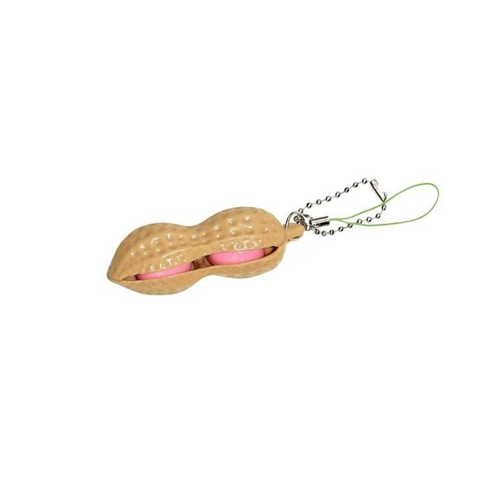 Jucarie antistres, fidget, model aluna, tip breloc, plastic si silicon, 6 x 1.8 cm, crem/roz [2]
