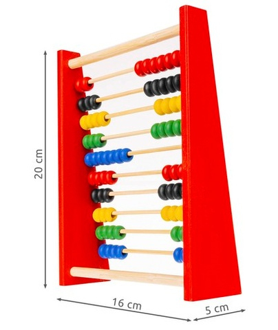 Jucarie educativa din lemn pentru invatarea numararii, abac cu 100 bile colorate si 10 randuri matematice [6]