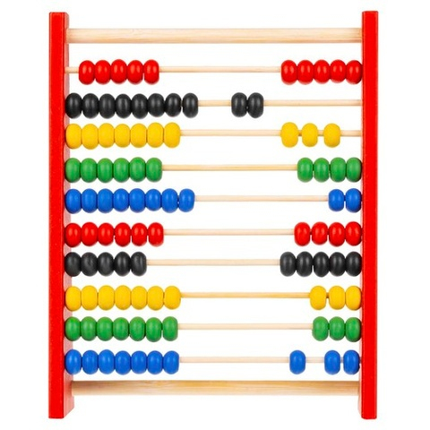 Jucarie educativa din lemn pentru invatarea numararii, abac cu 100 bile colorate si 10 randuri matematice [8]