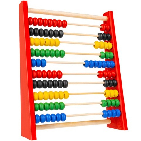 Jucarie educativa din lemn pentru invatarea numararii, abac cu 100 bile colorate si 10 randuri matematice [7]