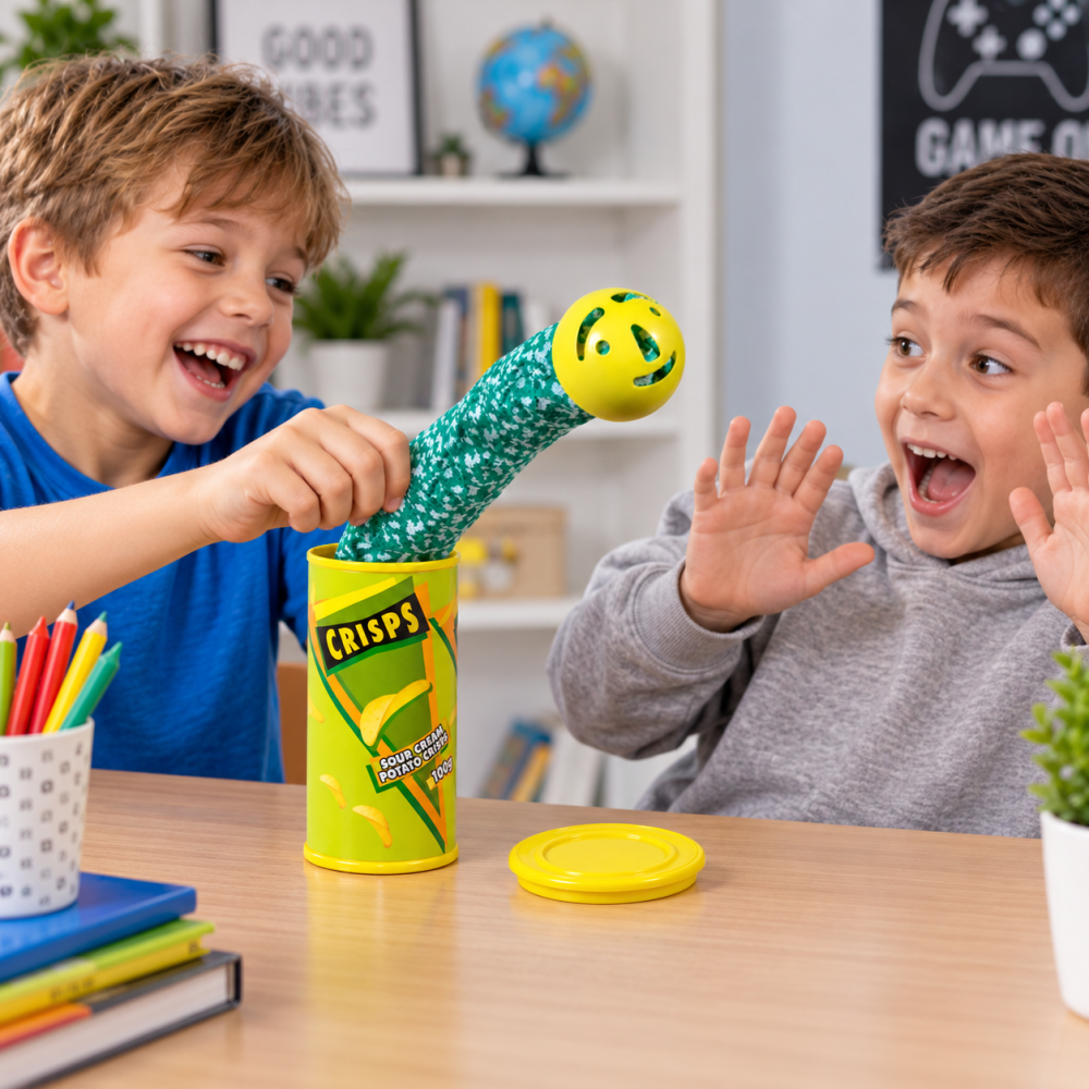 Jucarie farsa sarpe surpriza in cutie de chips, verde si galben [2]