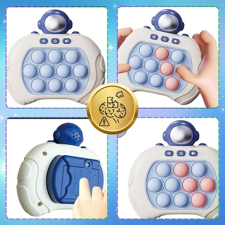 Jucarie interactiva antistres cu sunete si lumini Pop-It Blue Astronaut – joc electronic de indemanare si relaxare pentru copii si adulti [3]