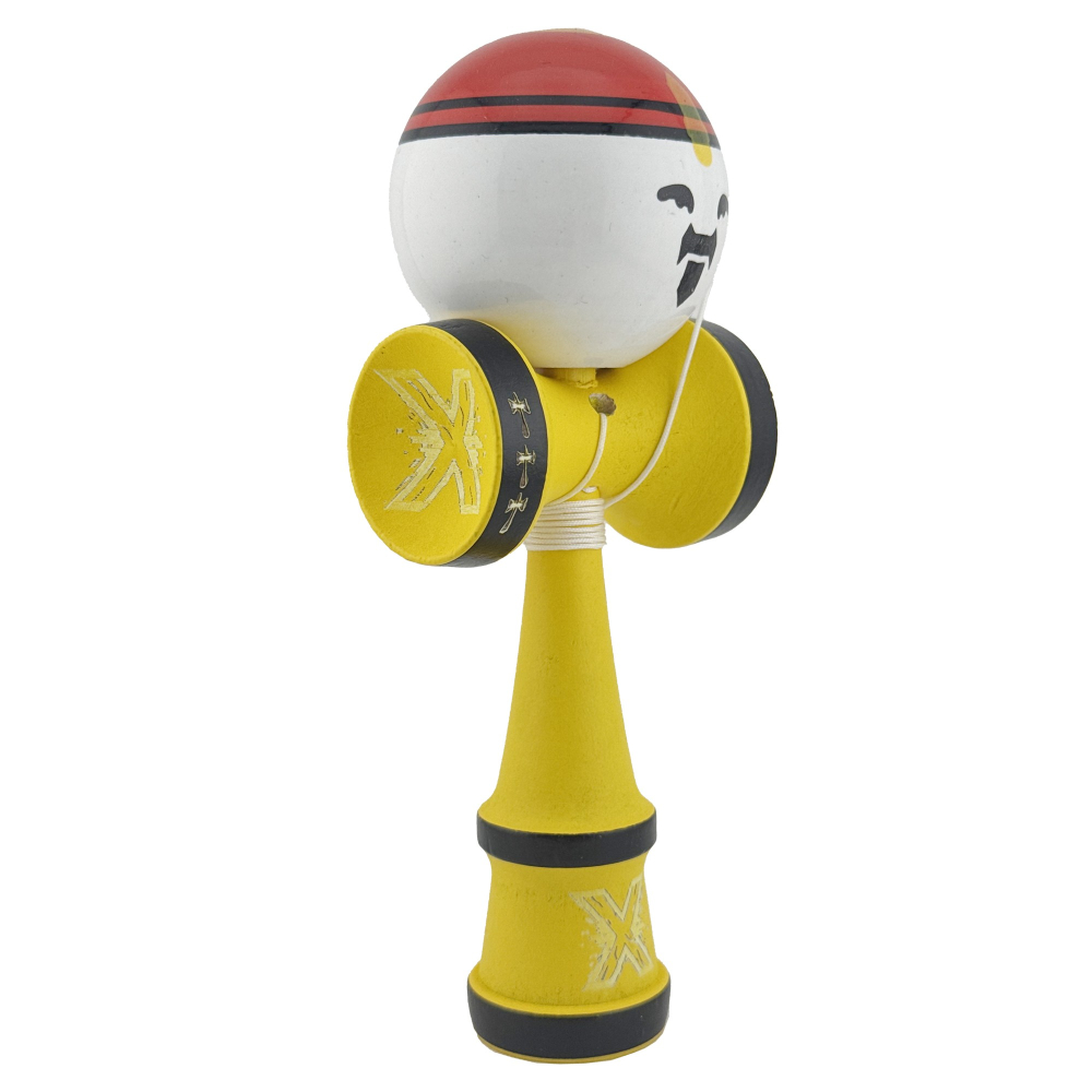 Kendama profesionala Big Cups V2 Super Sticky, model Rege, rulment metalic, lemn rezistent, ata 55 cm, 18.5 cm, galben [9]