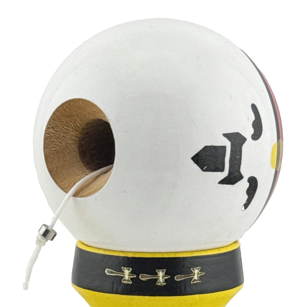 Kendama profesionala Big Cups V2 Super Sticky, model Rege, rulment metalic, lemn rezistent, ata 55 cm, 18.5 cm, galben [7]