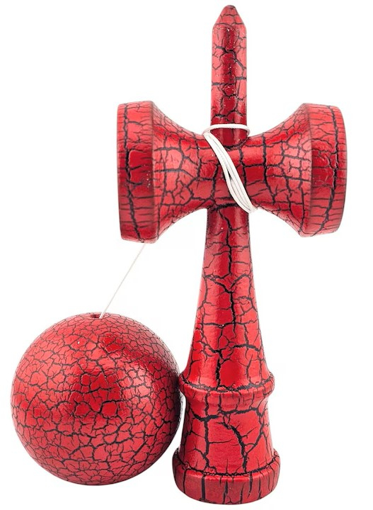 Kendama rosu-negru 18 cm din lemn cu bila si snur [5]