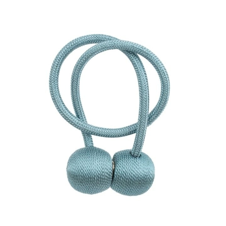 Kit 2 accesorii magnetice pentru prinderea perdelelor si draperiilor, snur textil, 44 cm, verde menta [2]