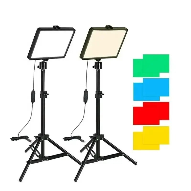 Kit 2 mini panouri Bi Color 160 LED, trepiezi 200 cm, 8 filtre culoare, alimentare USB, filete universale 1 4, cap rotativ 360 grade