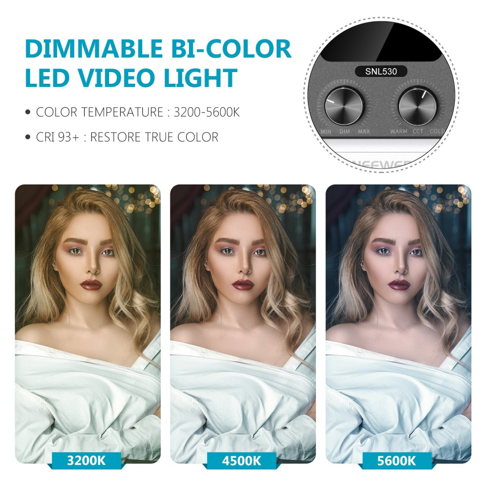 Kit 2 Panouri Neewer Bi color 530 LED, trepiezi 200 cm, cabluri alimentare, gentute transport [3]