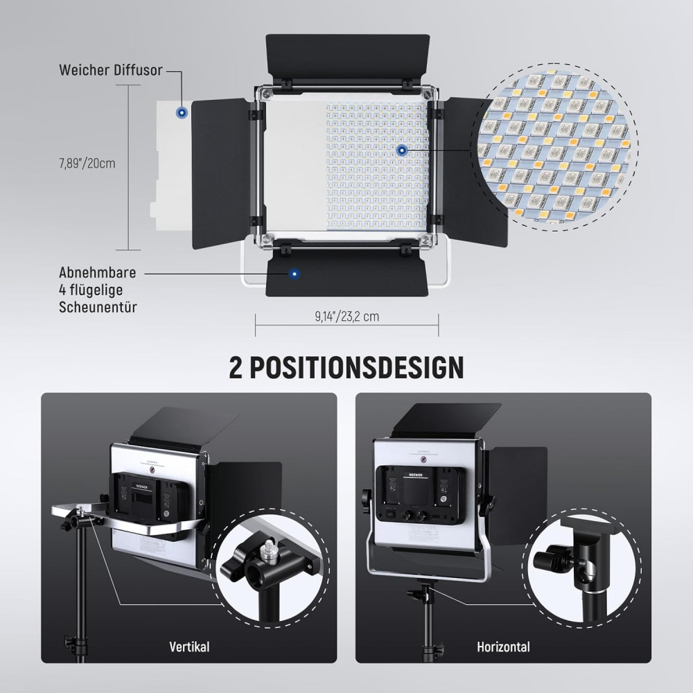 Kit 2 Panouri Neewer RGB PRO 660 LED, trepiezi reglabili 200 cm, gentute de transport incluse [3]