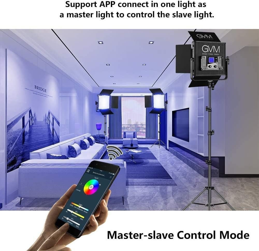 Kit 2 Panouri RGB, GVM 50RS, 384 LED, trepiezi 200 cm inclusi, geanta transport si accesorii [8]