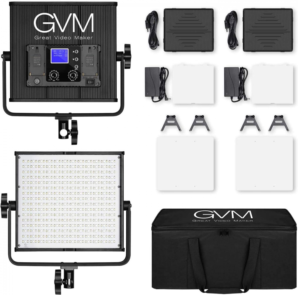 Kit 2 Panouri RGB, GVM 50RS, 384 LED, trepiezi 200 cm inclusi, geanta transport si accesorii [4]