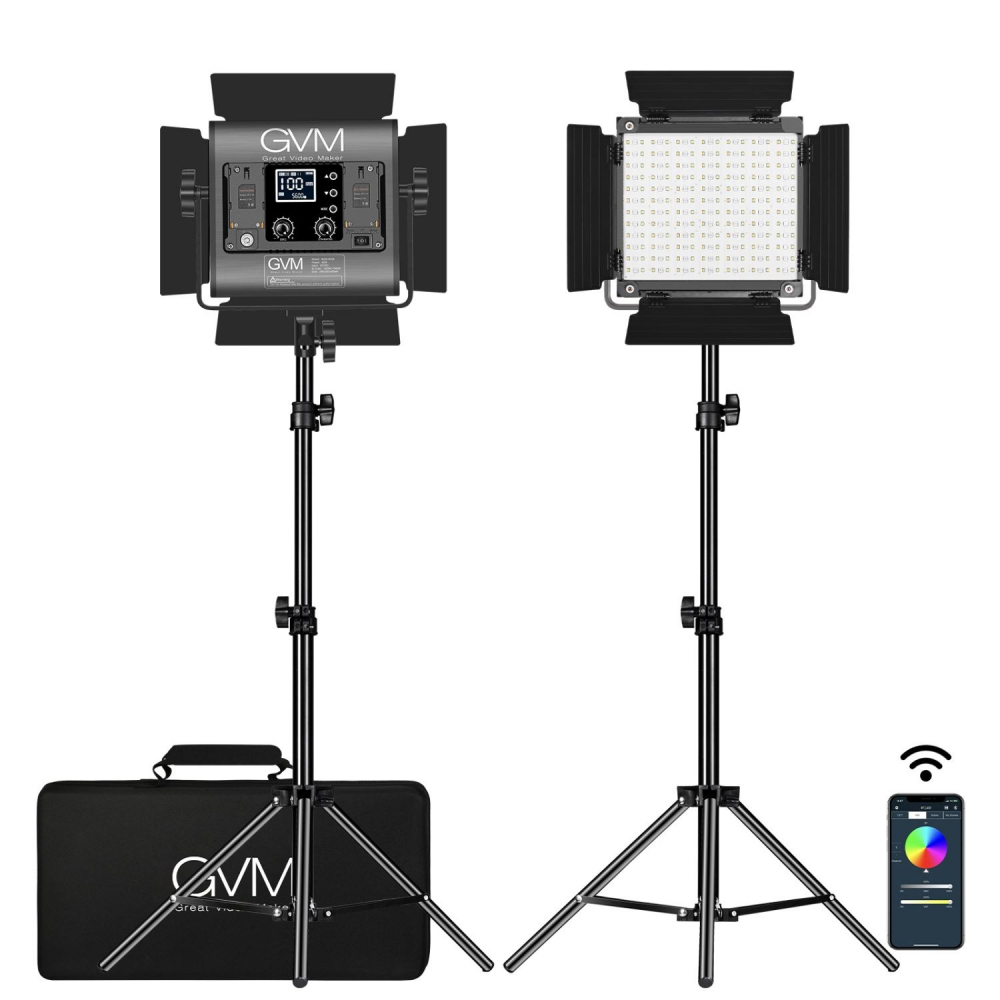Kit 2 Panouri RGB, GVM 800D, 252 LED, trepiezi 200 cm inclusi, geanta transport si accesorii [2]