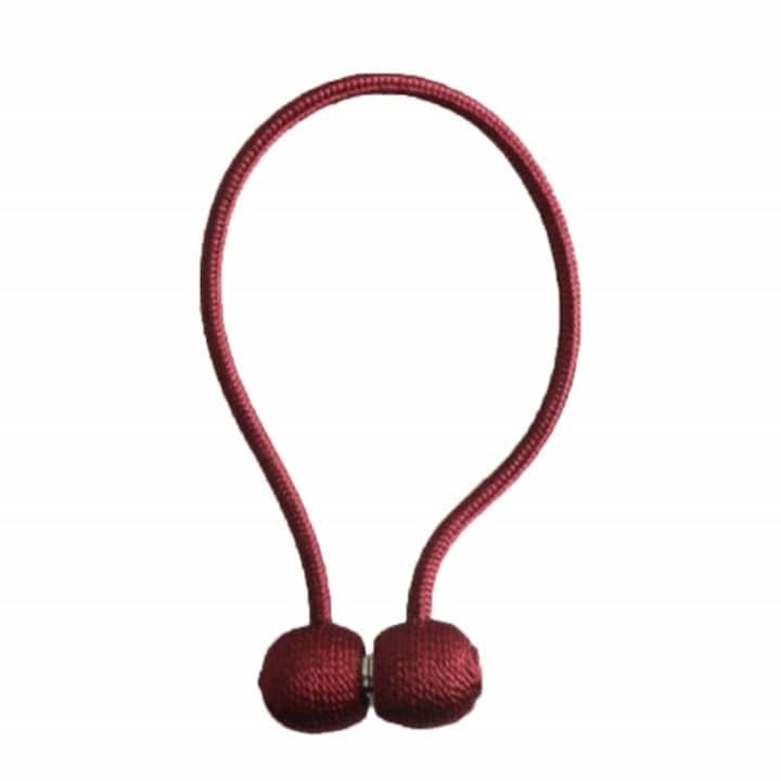 Kit 2 prinderi magnetice pentru perdele si draperii, snur decorativ impletit, 44 cm, rosu bordo [4]