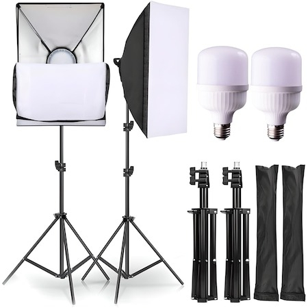 Kit de 2 softboxuri, 2 trepiezi reglabili 200 cm, 2 becuri LED 35W, geanta de transport inclusa [2]