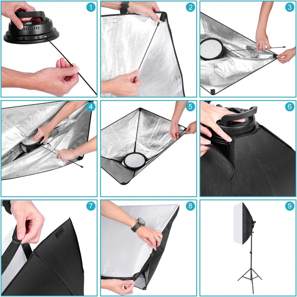 Kit de 2 softboxuri, cu 2 trepiezi reglabili 200 cm, 2 panouri LED Bi color, de 45W, temperatura culorii reglabila, geanta de transport inclusa, Hakutatz [3]