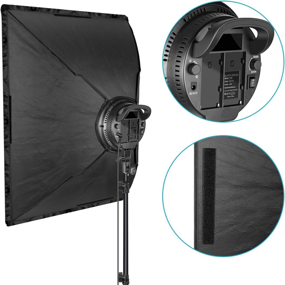 Kit de 2 softboxuri, cu 2 trepiezi reglabili 200 cm, 2 panouri LED Bi color, de 45W, temperatura culorii reglabila, geanta de transport inclusa, Hakutatz [5]