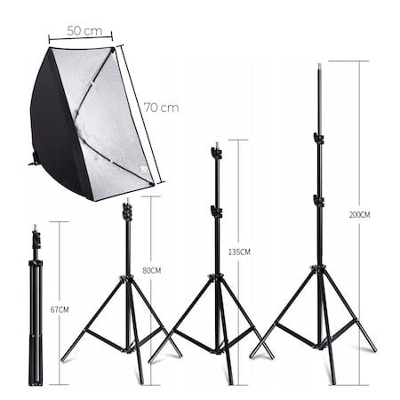 Kit 2 softboxuri 70x50 cm, 2 becuri LED 150W 2700K-7500K, telecomanda control, stative reglabile 200 cm [5]