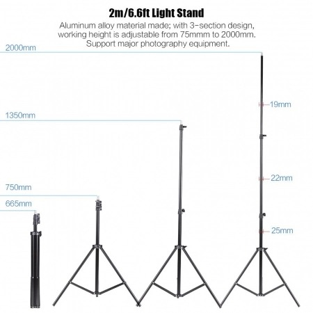 Set iluminat de studio, 2x trepied, 2x becuri 150w 5500k, 2x umbrele de studio si geanta transport [10]