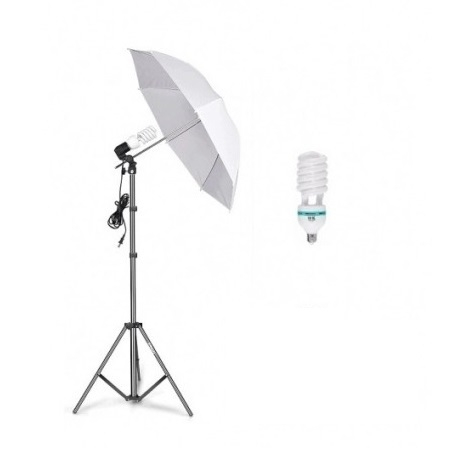 Set iluminat de studio, 2x trepied, 2x becuri 150w 5500k, 2x umbrele de studio si geanta transport [2]