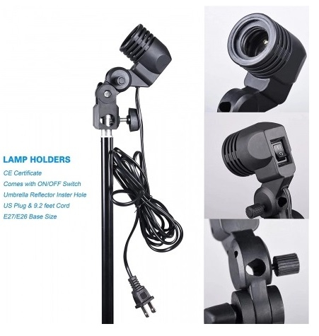 Set iluminat de studio, 2x trepied, 2x becuri 150w 5500k, 2x umbrele de studio si geanta transport [3]