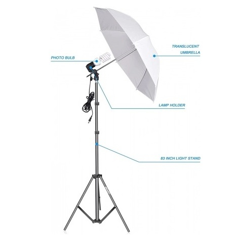 Set iluminat de studio, 2x trepied, 2x becuri 150w 5500k, 2x umbrele de studio si geanta transport [6]