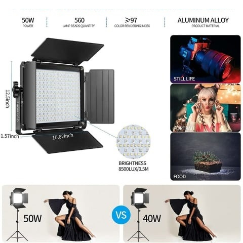 Kit 3 Panouri Bi color, GVM 680RS, 560 LED, trepiezi 200 cm inclusi, geanta transport si accesorii [3]