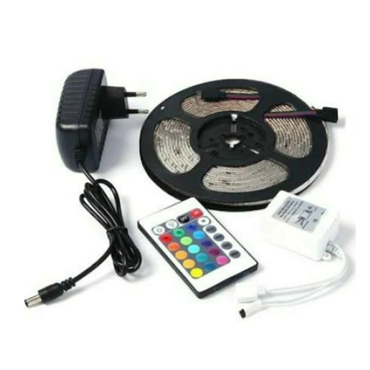 Kit banda led RGB, 5m, 270 de leduri, cu telecomanda, rezistent la apa, multicolor [3]