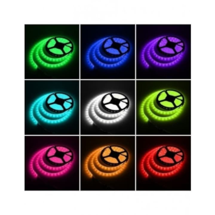 Kit banda led RGB, 5m, 270 de leduri, cu telecomanda, rezistent la apa, multicolor [5]
