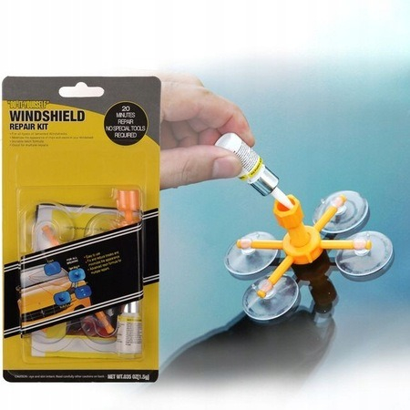 Kit complet de reparatie parbrize auto, 4 ventuze - Galben [4]