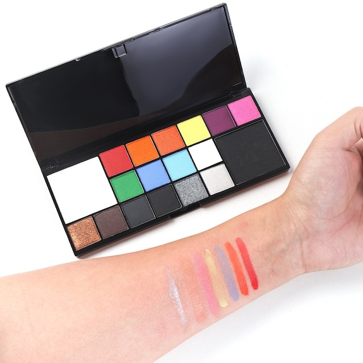 Kit creativ pentru pictura pe fata si corp cu 18 culori pe baza de apa si pensula inclusa, culori intense pentru machiaj artistic, cosplay, festivaluri si petreceri tematice, multicolor [4]