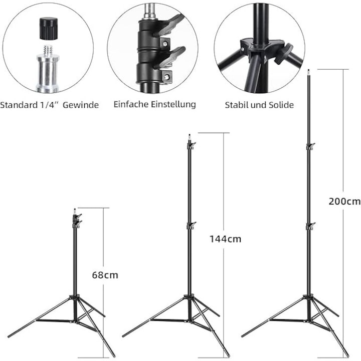 Kit de 3 softboxuri cu macara, 3 trepiezi reglabili 200 cm, 3 becuri LED 105W cu telecomanda si geanta transport [2]