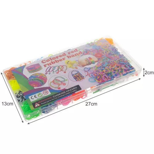 Kit de confectionare bratari, 23 culori benzi de cauciuc, 1500 piese, carlige, carabine, margele, pandantive si litere 27x13x2 cm - Multicolor [3]